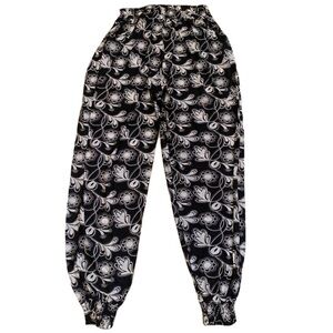 Black and White Floral Harem Pants Joggers S/M